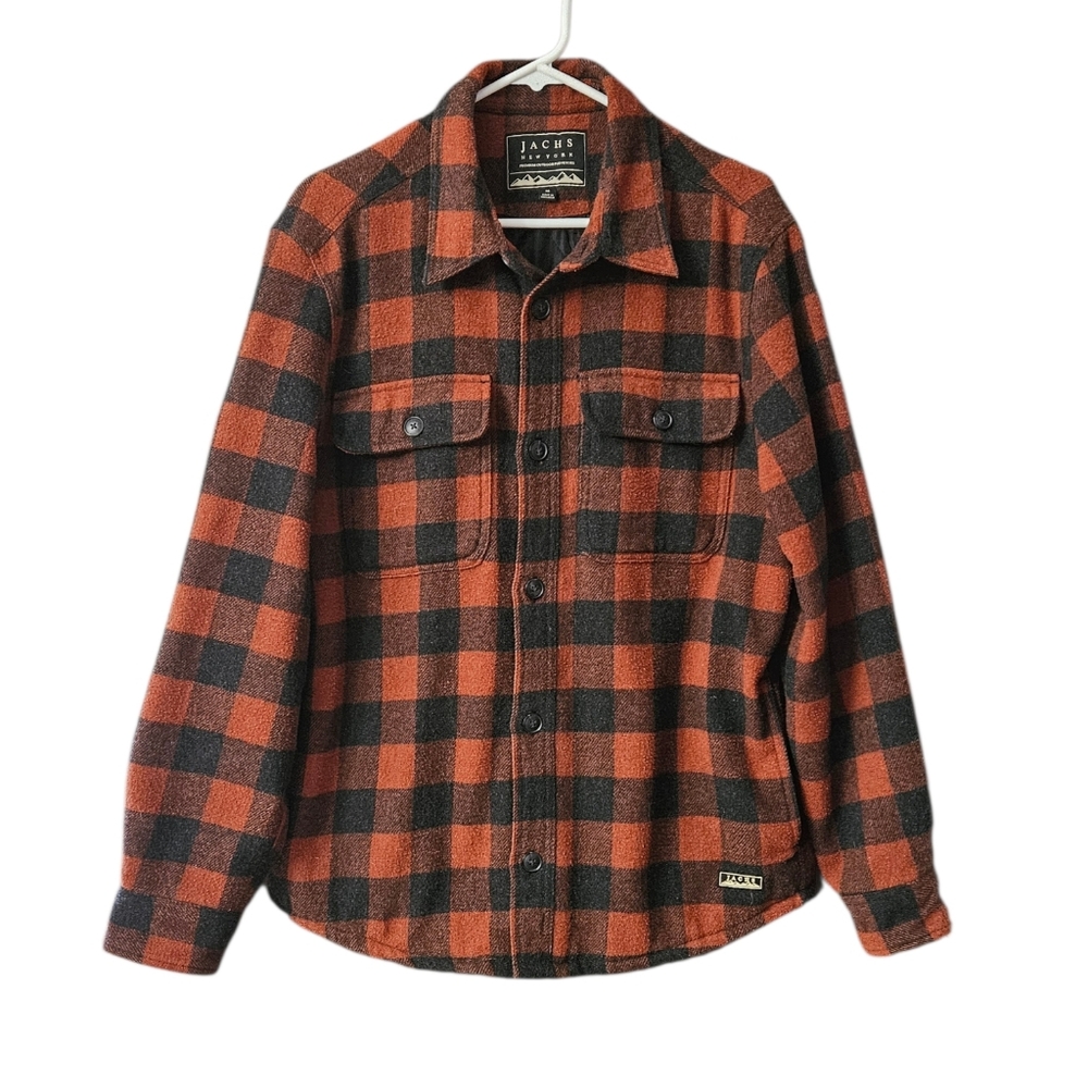 Jachs Shirt Jacket Shacket Quilted Interior Men Medium Button Up Rust Black